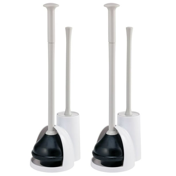 2 Pack mDesign Compact Plastic Toilet Bowl Brush/Plunger Combo Cream 2 Pack mDesign Compact Plastic Toilet Bowl Brush/Plunger Combo Cream